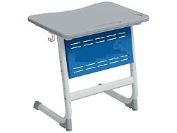Стол 1-местный школьный 5-7 г/р "Логика" PL с перфорированным экраном (серый/синий, м/к белый)