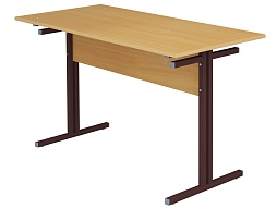 Стол для школьной столовой обеденный 4-местный для скамеек 5 г/р СТЛс4.5-КЧ.Б (бук "Бавария", м/к коричневый, квадратная труба)