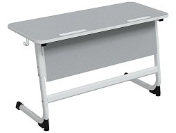 Стол 2-местный школьный 3-5 г/р "Логика" с наклоном столешницы 0-15° (серый, м/к белый)