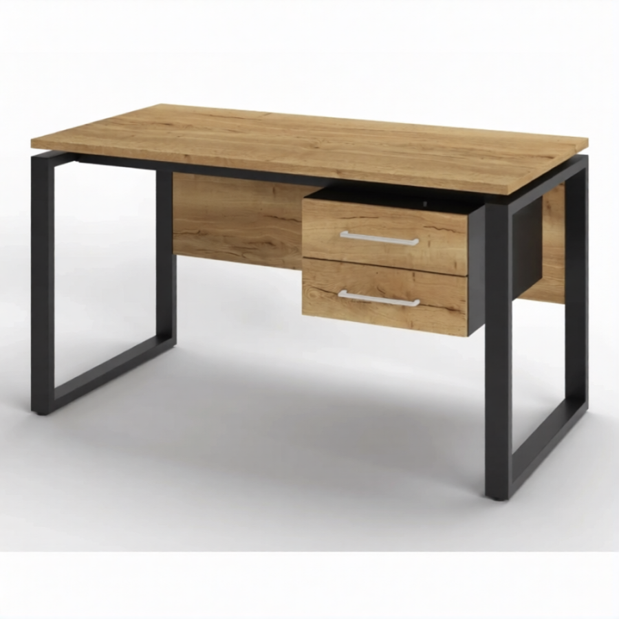 Стол рабочий 2 ящика СрТ-22 (тип 2) (1600х800х750) (столешница ЛДСП дуб вотан, каркас черный)