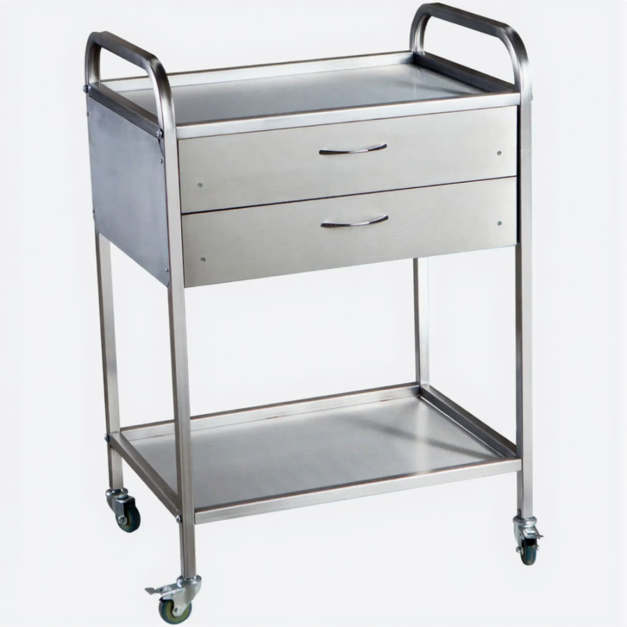 Стол медицинский инструментальный СМИ-02-02 (полки нерж., колёса пластик)