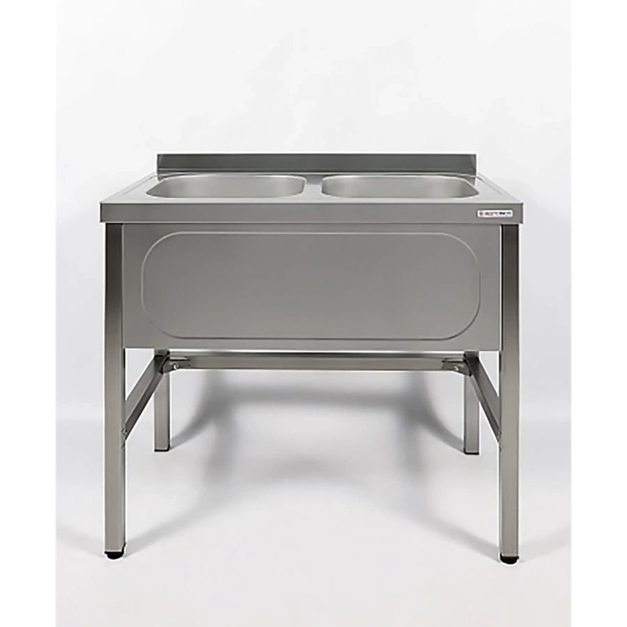 Ванна моечная двухсекционная цельнотянутая с бортом ВМЦ-2/12/7-Б