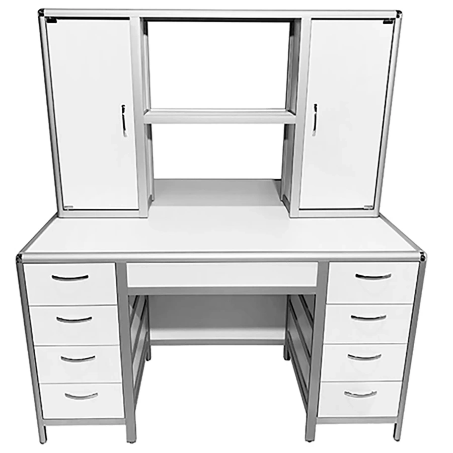 Стол лабораторный островной MED 11.005al с надстройкой (белый)