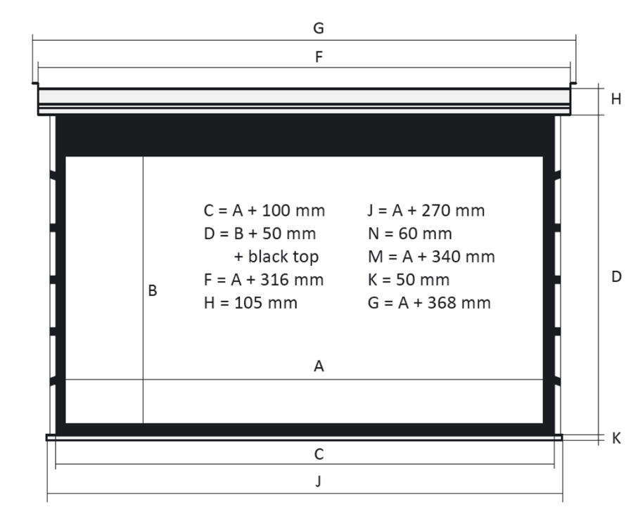 Kauber Blue Label Tensioned BT Cinema 131" 16:9 163x290 дроп 40 см. Gray Pro