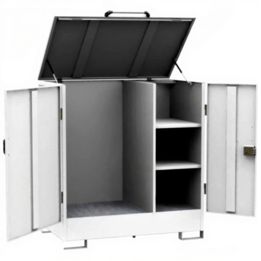 Шкаф комбинированный для бочки и канистр ШБП-01, оцинкованный настил, сточный поддон