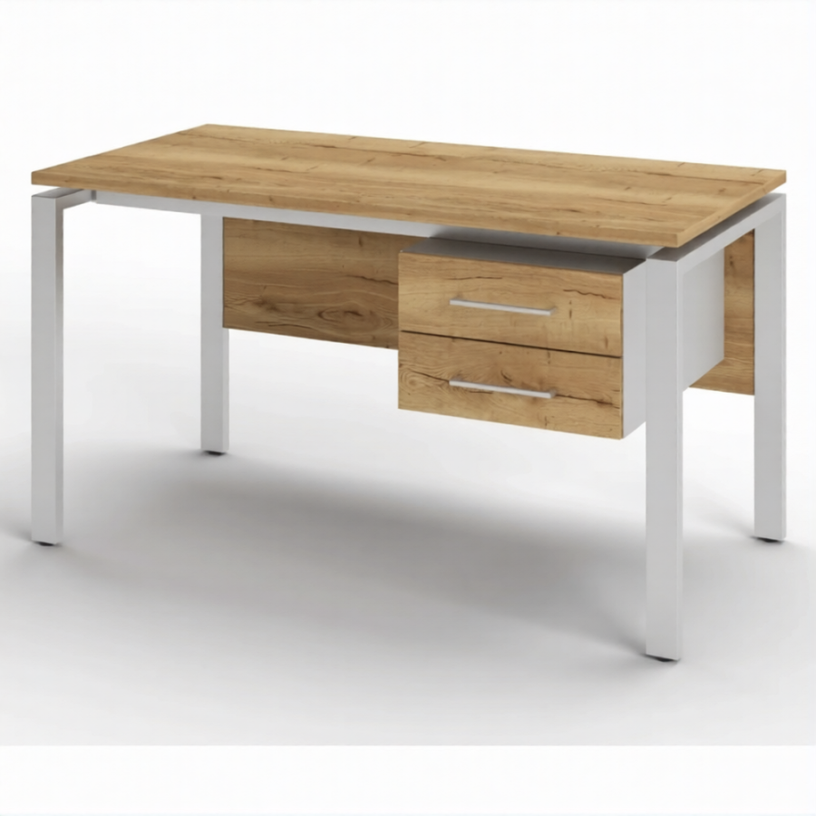 Стол рабочий 2 ящика СрТ-22 (тип 1) (1600х700х750) (столешница ЛДСП дуб вотан, каркас серый)